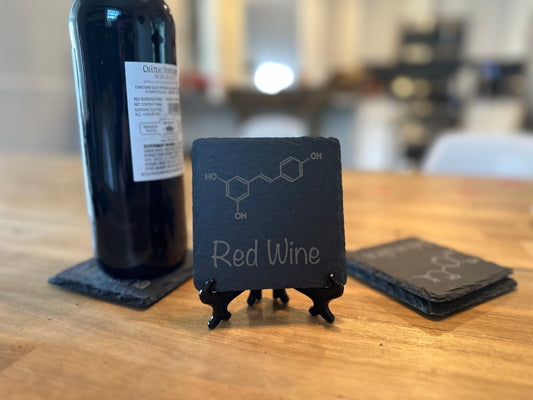 Red Wine Molecule 4" Slate Coaster