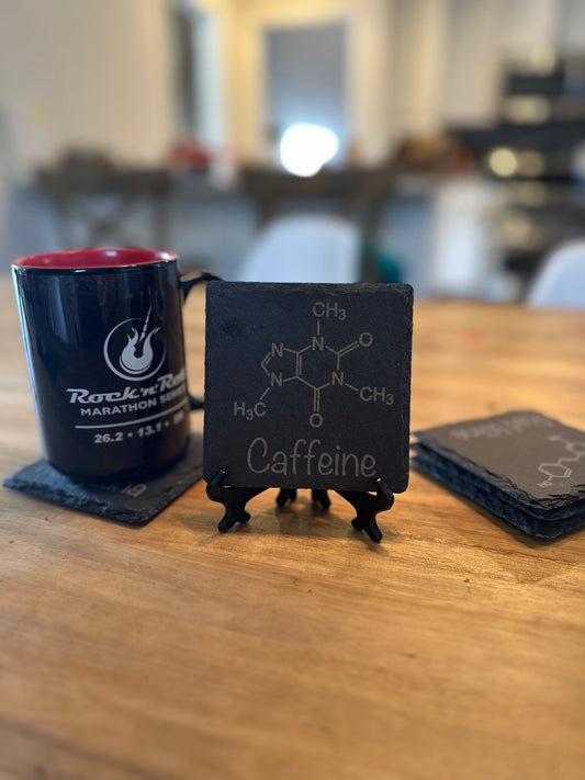 Caffeine Molecule 4" Slate Coaster