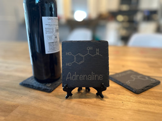 Adrenaline Molecule 4" Slate Coaster