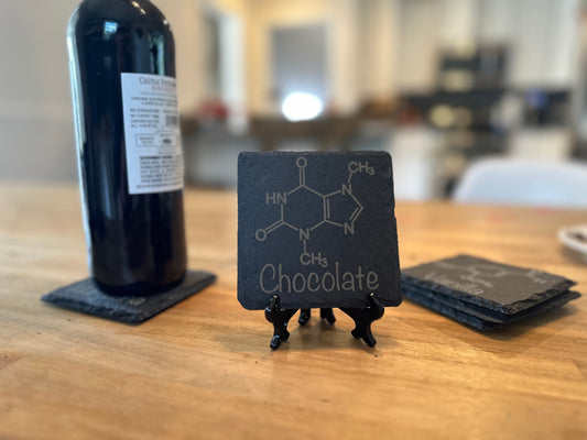Chocolate Molecule 4" Slate Coaster