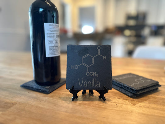 Vanilla Molecule 4" Slate Coaster