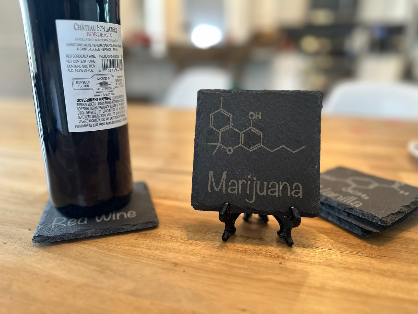 Marijuana Molecule 4" Slate Coaster